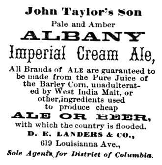 1873 Landers & Co. Albany Ale Ad