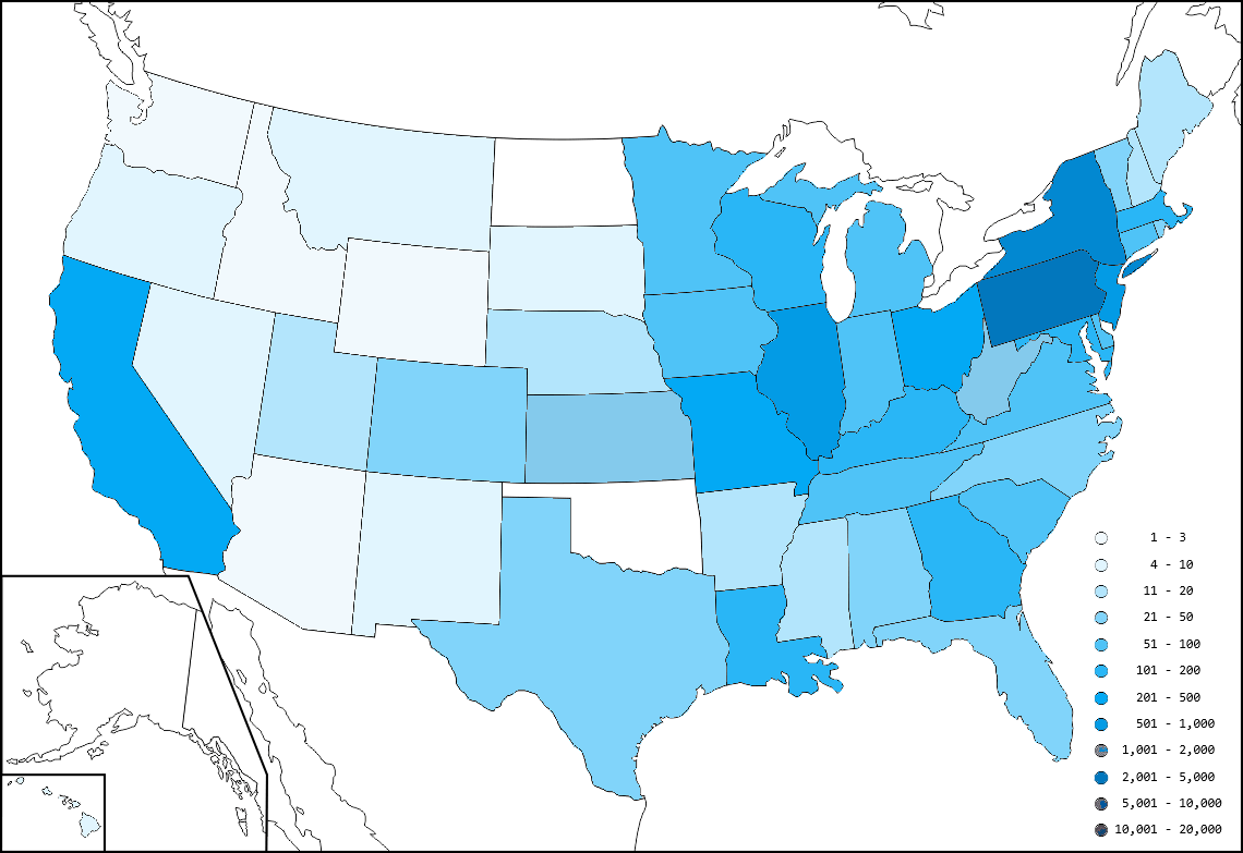 Map of Soda & Beer Bottles: 1800-1879