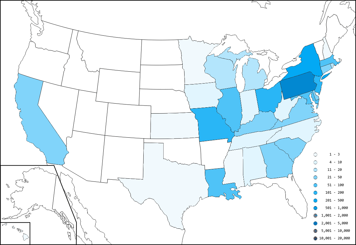 Map of Soda & Beer Bottles: Pontiled Bottles